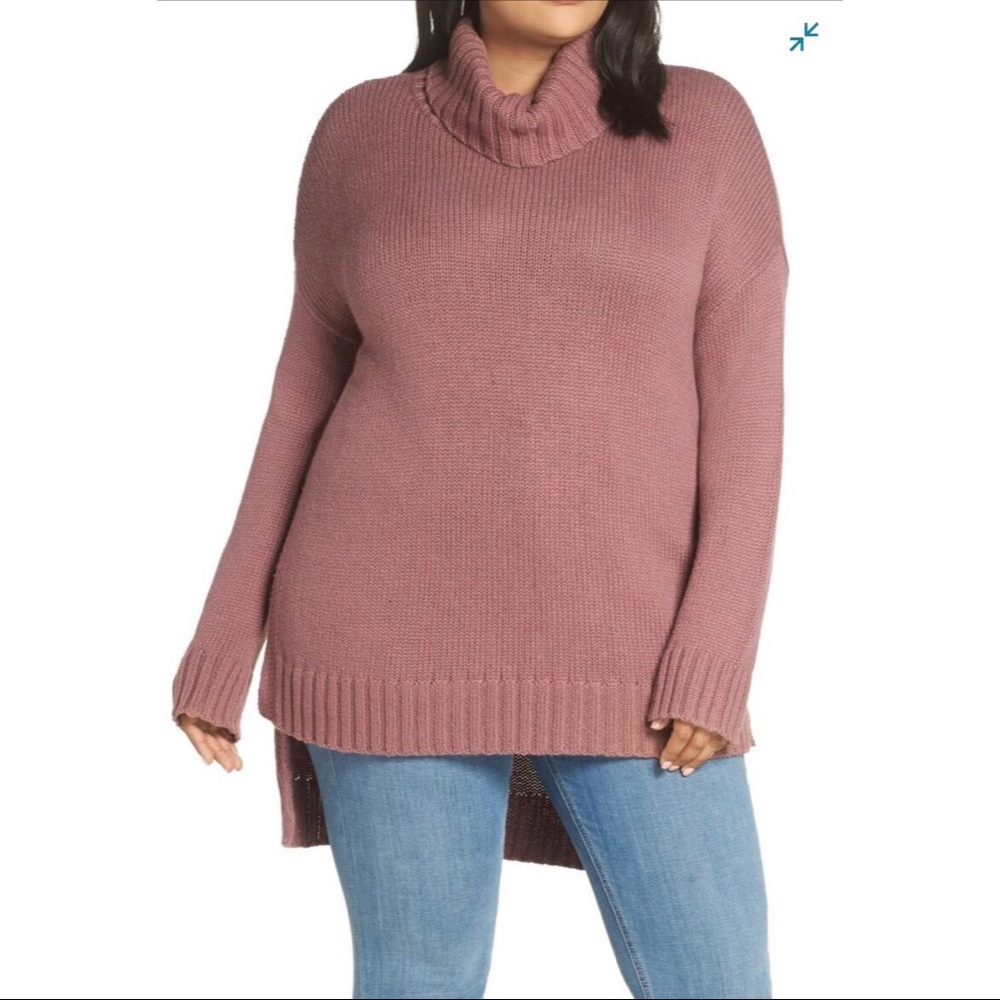 Halogen high to low turtleneck sweater
